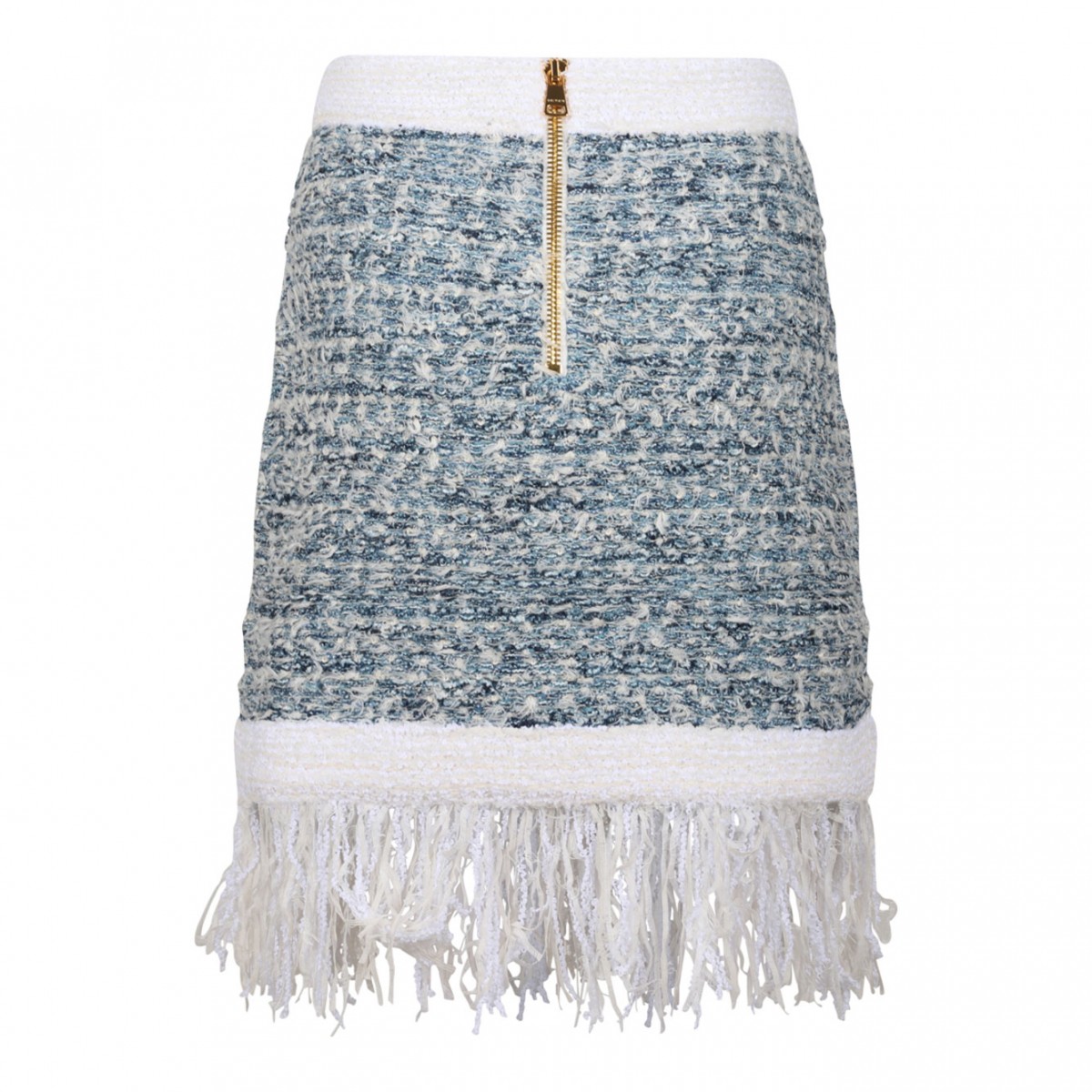Fringed Tweed Miniskirt