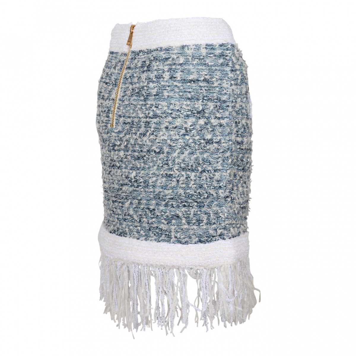 Fringed Tweed Miniskirt