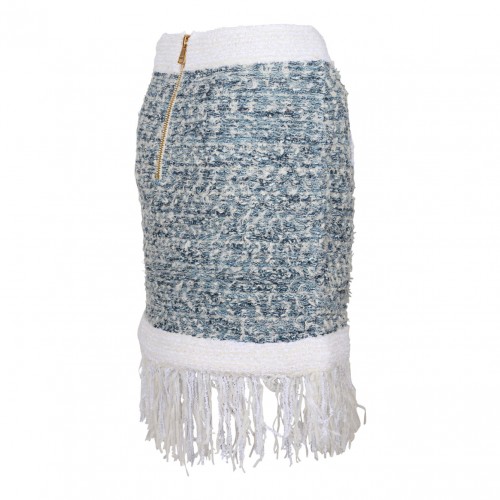 Fringed Tweed Miniskirt