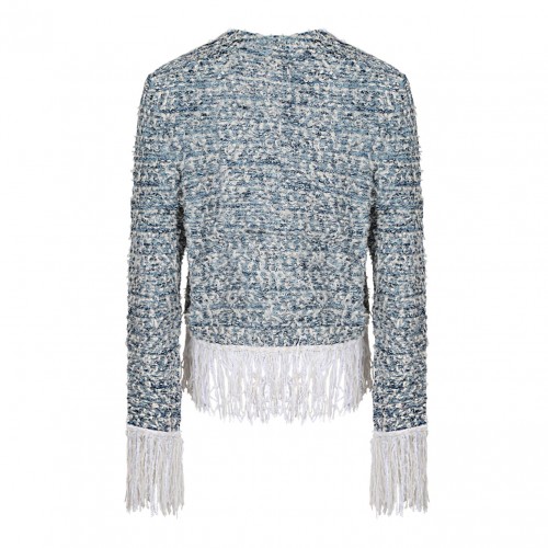 Fringed Denim Tweed Jacket 2