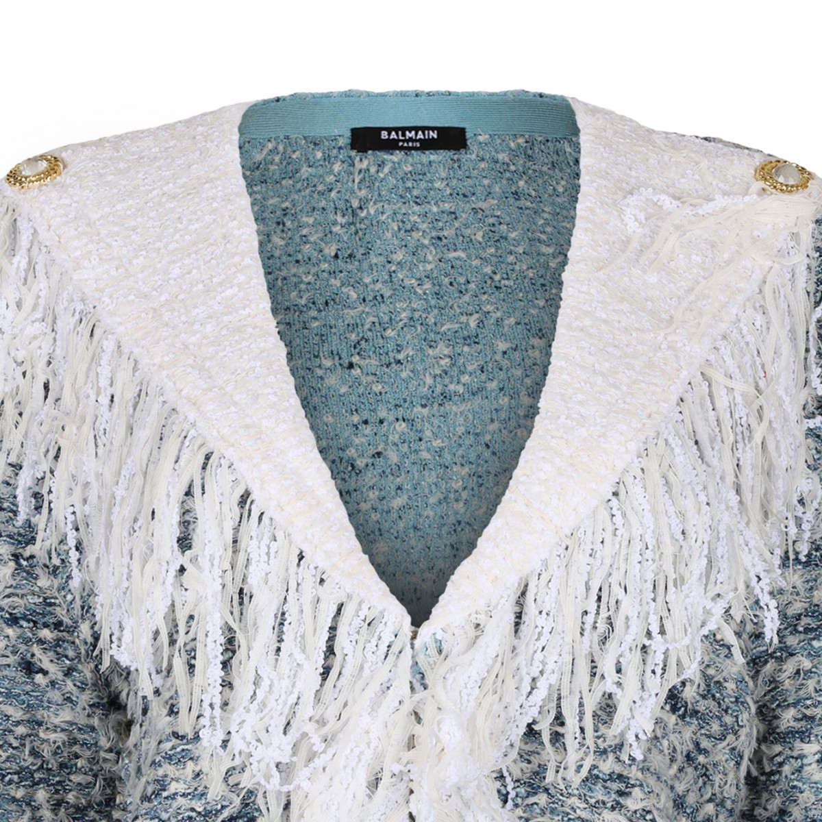 Fringed Denim Tweed Jacket