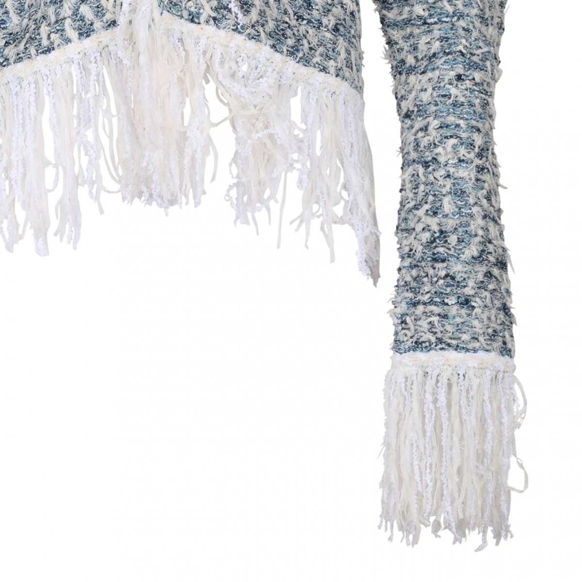 Fringed Denim Tweed Jacket