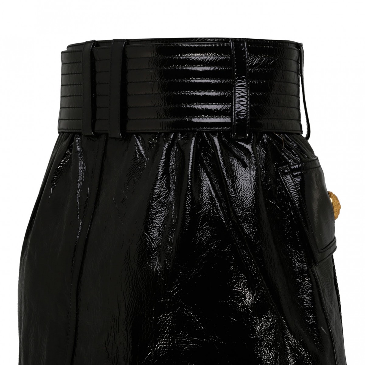 Black Belted Leather Miniskirt