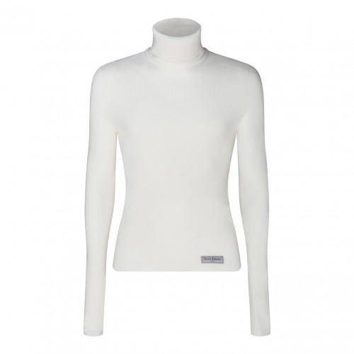 White Merino Wool Logo Patch Jumper
