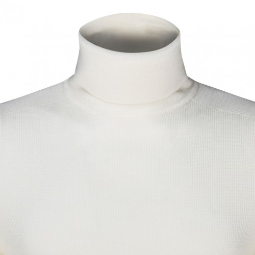 White Merino Wool Logo Patch Jumper