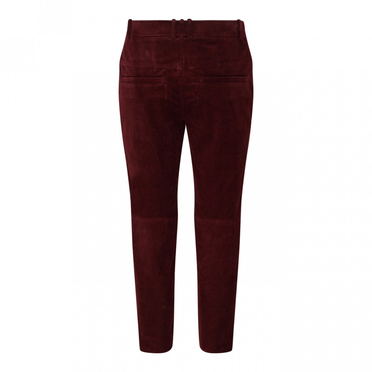 Bordeaux Red Cotton Suede Cropped Trousers