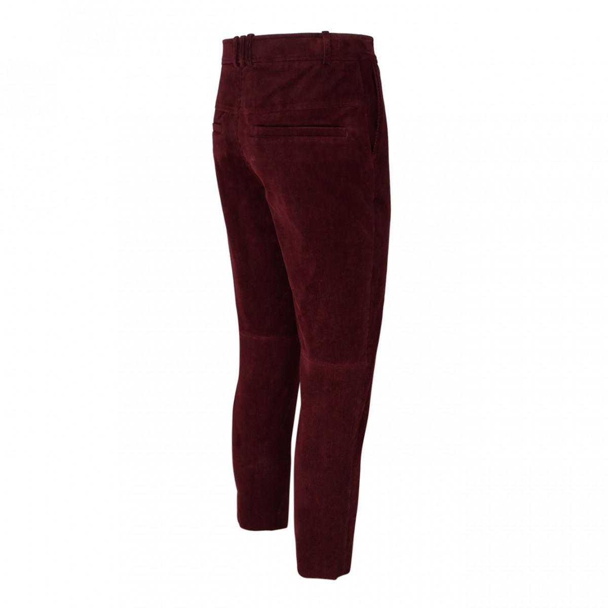 Bordeaux Red Cotton Suede Cropped Trousers
