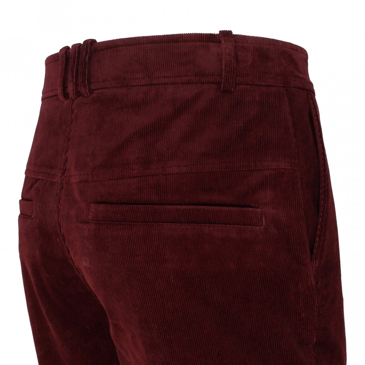 Bordeaux Red Cotton Suede Cropped Trousers