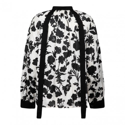 Black and White Floral Satin Shirt 2