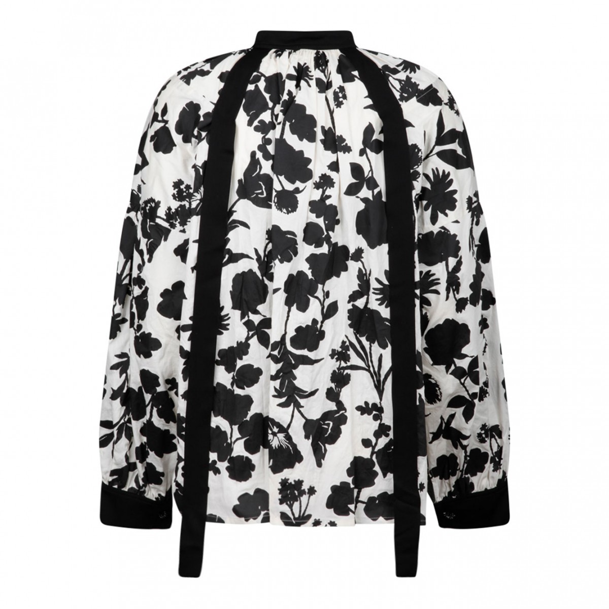 Black and White Floral Satin Shirt
