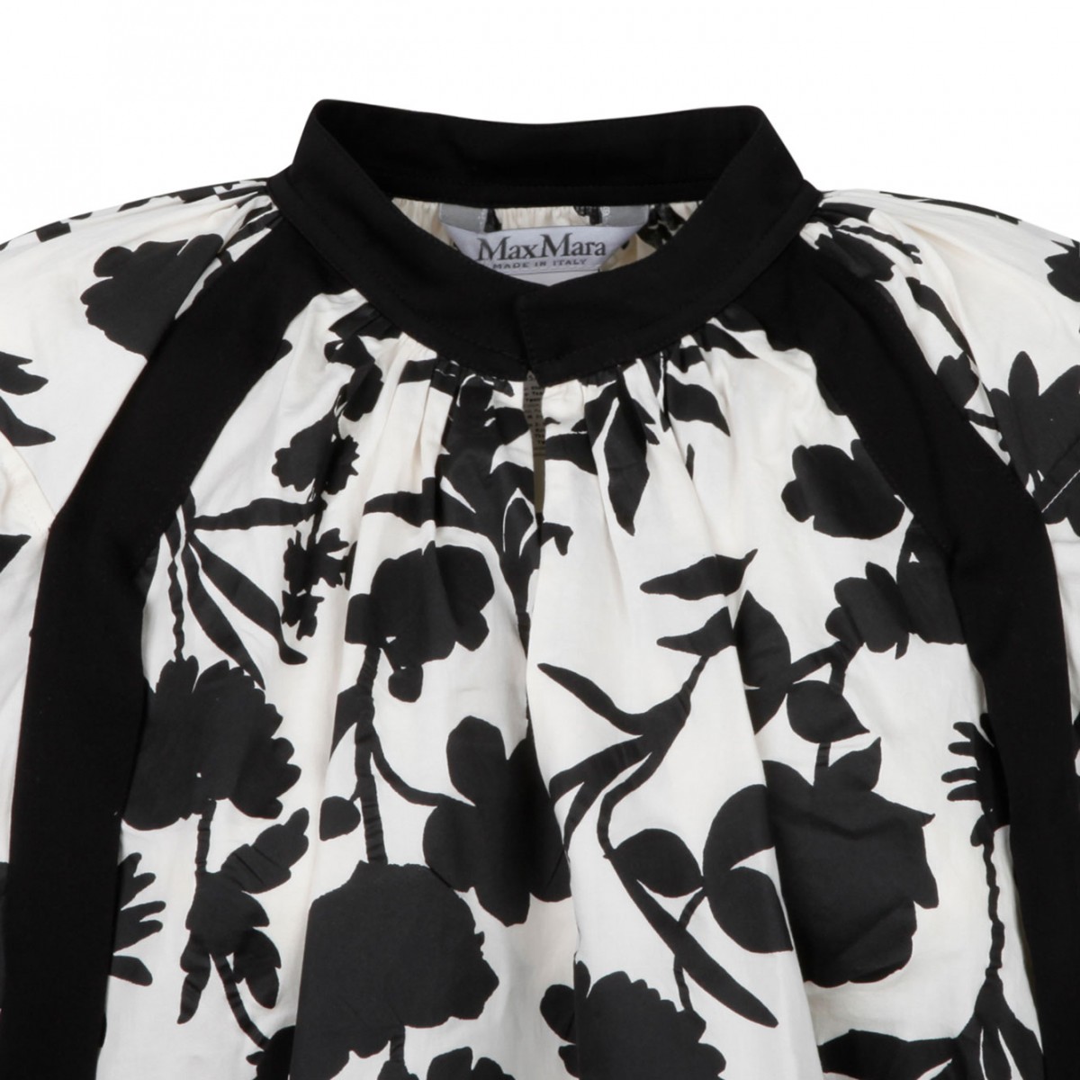 Black and White Floral Satin Shirt