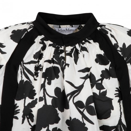 Black and White Floral Satin Shirt
