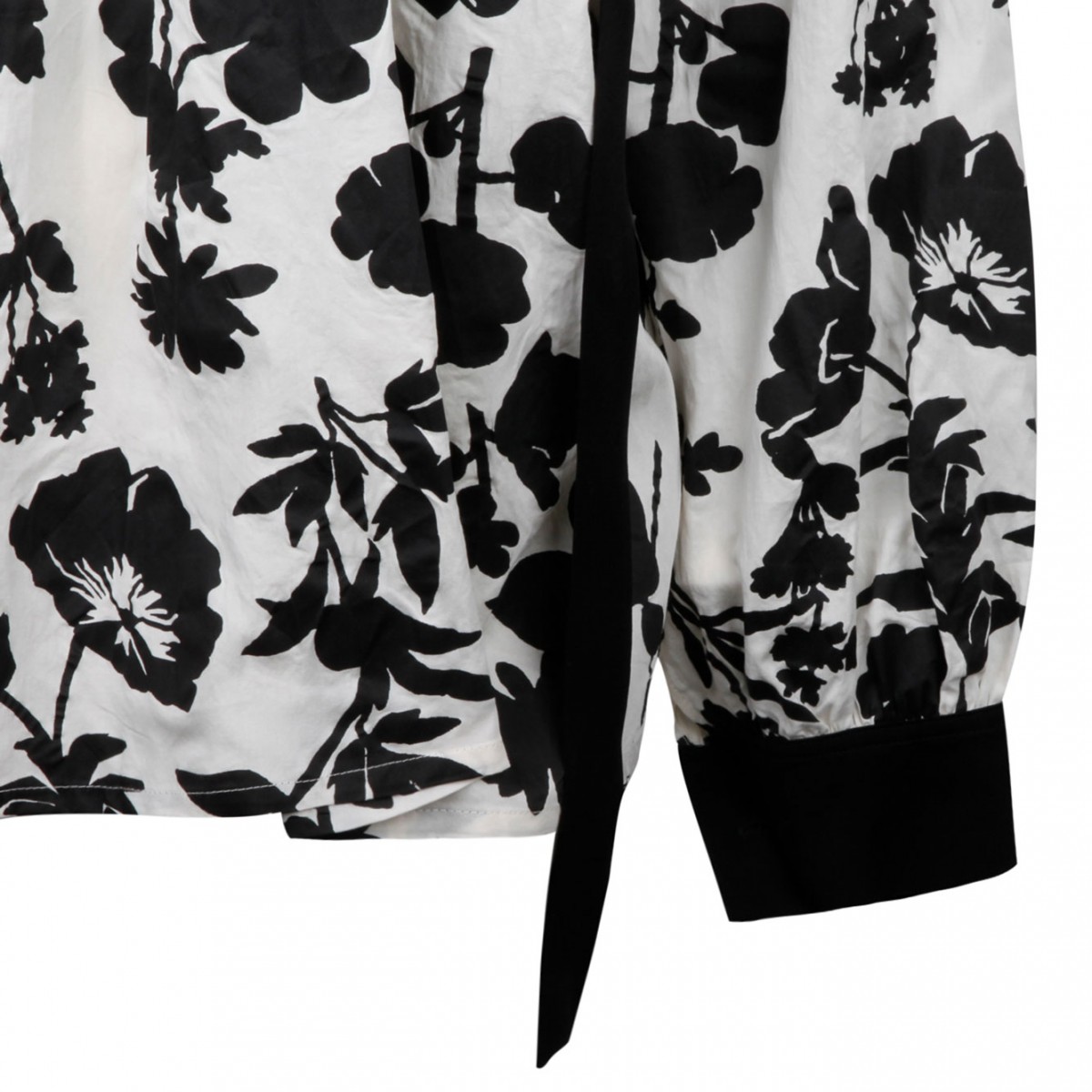 Black and White Floral Satin Shirt