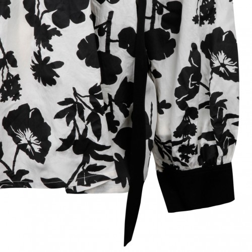Black and White Floral Satin Shirt