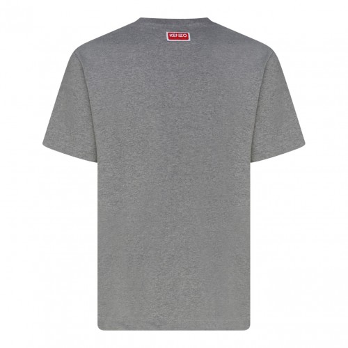 Kenzo Pearl Gray Cotton Logo Print Short Sleeve T Shirt 2