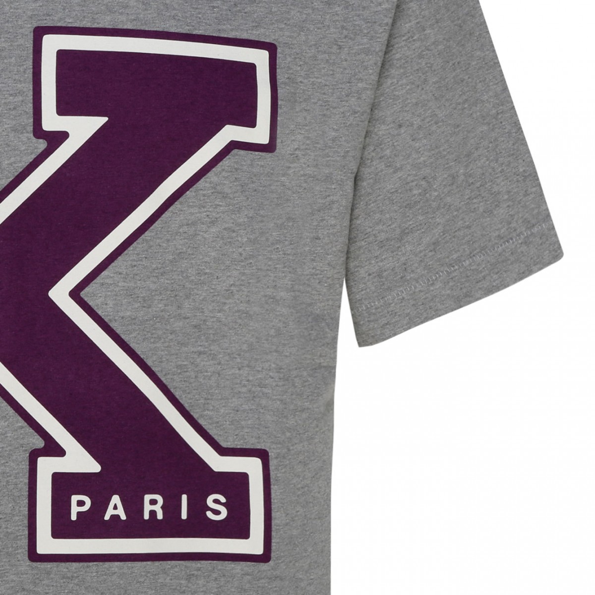 Kenzo Pearl Gray Cotton Logo Print Short Sleeve T Shirt