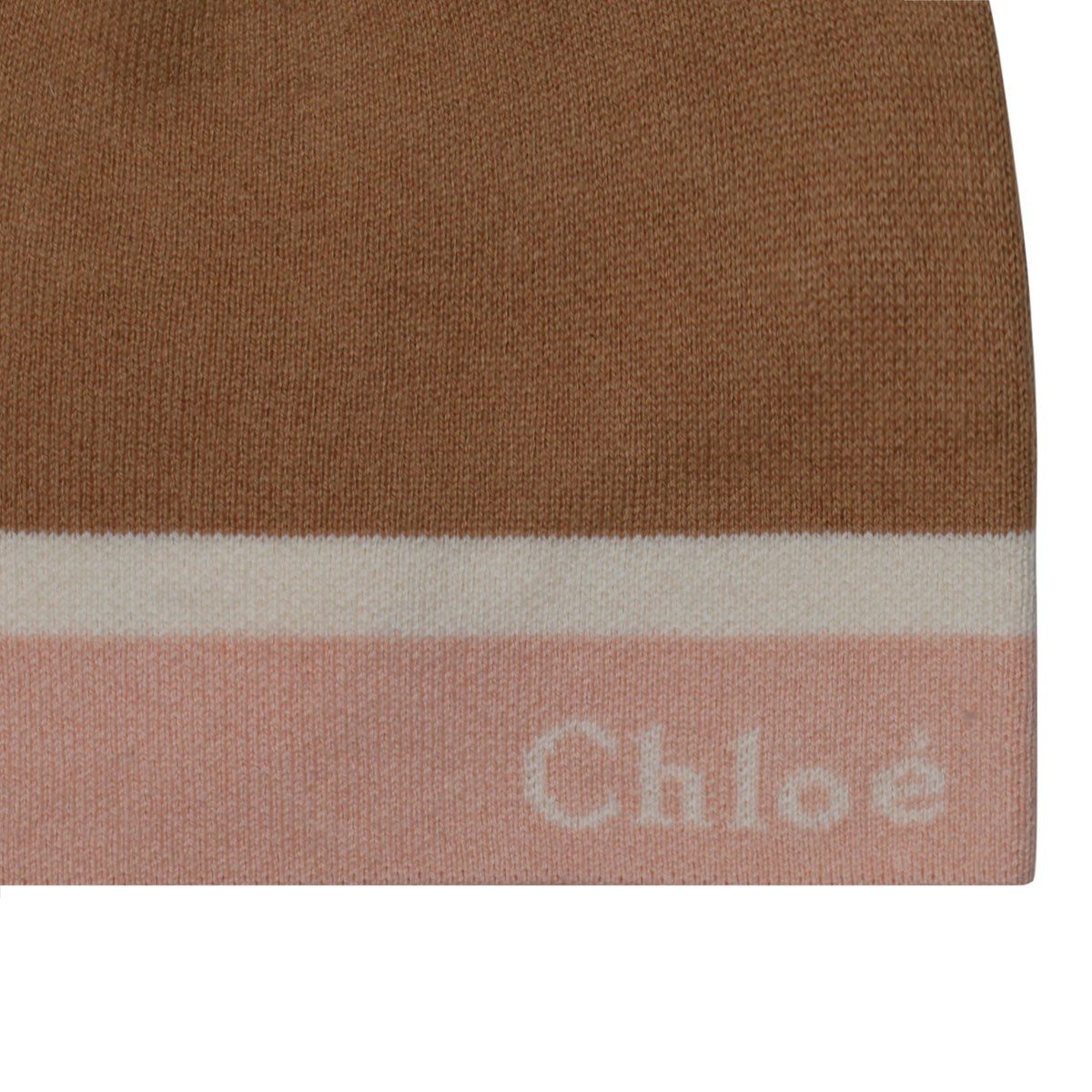 Light Pink and Beige Pompom Beanie