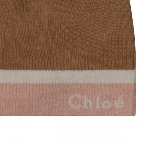 Light Pink and Beige Pompom Beanie