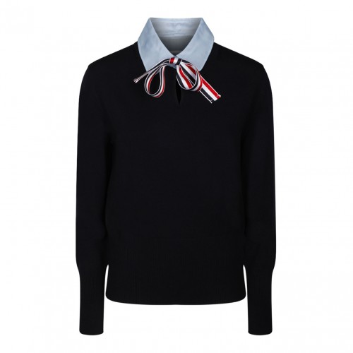 Navy Blue Pullover Combo Shirt