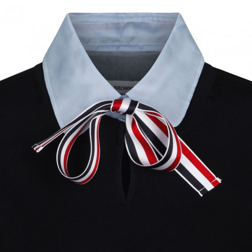 Navy Blue Pullover Combo Shirt