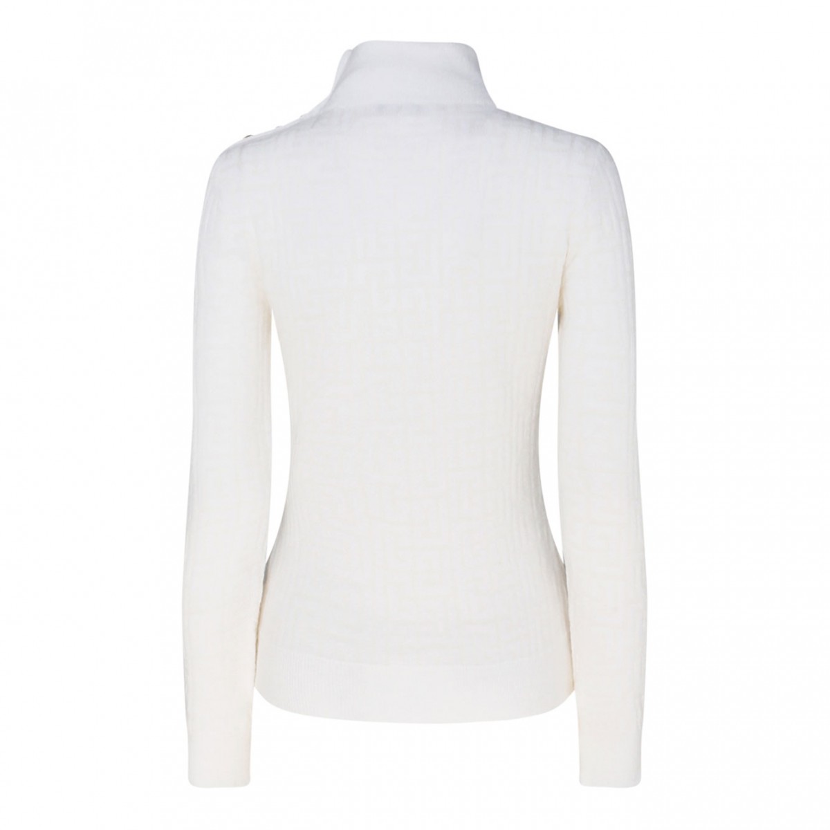 White Virgin Wool Chevron Knit Jumper