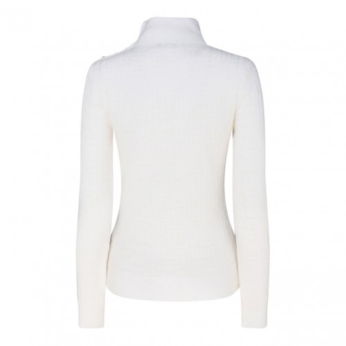 White Virgin Wool Chevron Knit Jumper