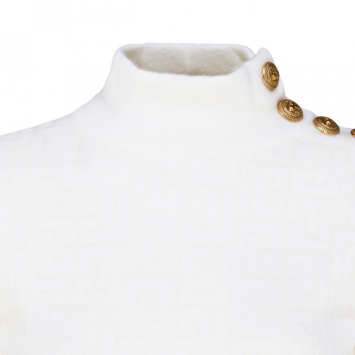 White Virgin Wool Chevron Knit Jumper