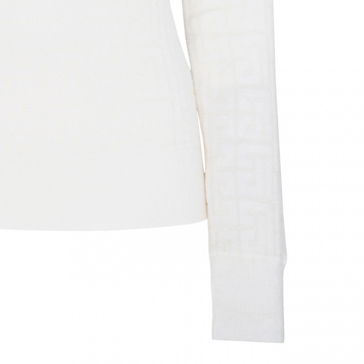 White Virgin Wool Chevron Knit Jumper