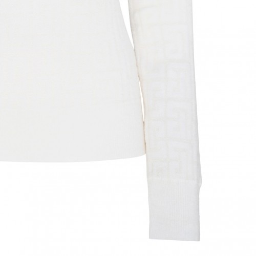 White Virgin Wool Chevron Knit Jumper