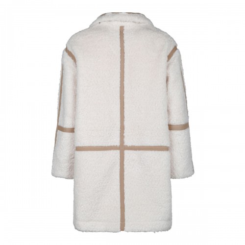 Cream White and Beige Faux Shearling Coat 2