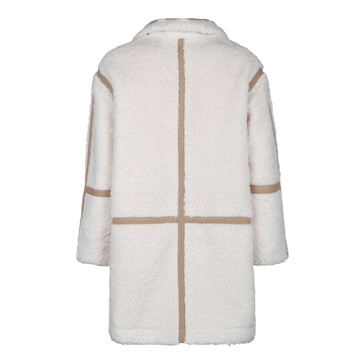 Cream White and Beige Faux Shearling Coat