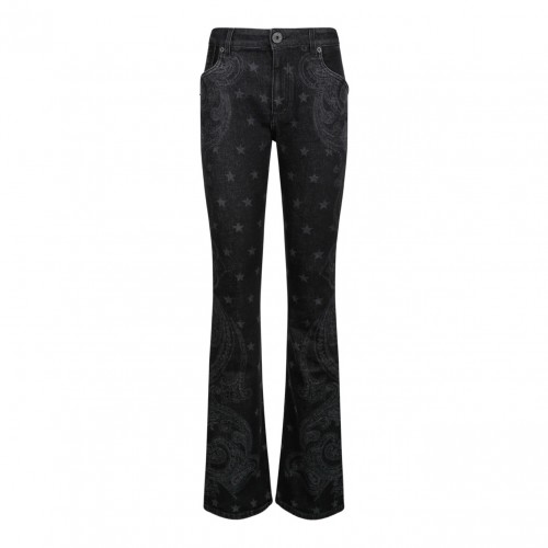 Black Star and Paisley Print Denim Jeans