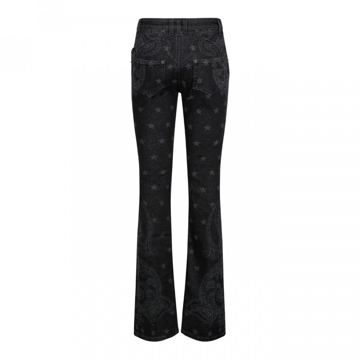 Black Star and Paisley Print Denim Jeans