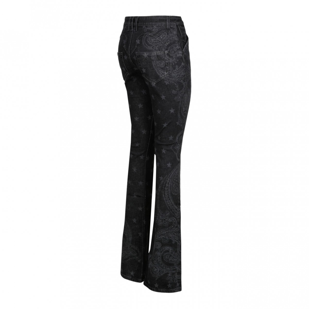 Black Star and Paisley Print Denim Jeans