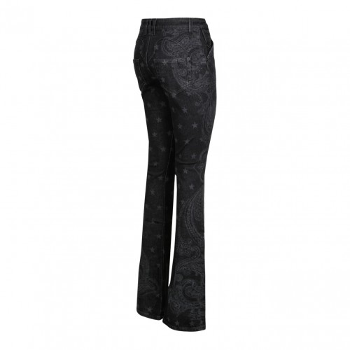 Black Star and Paisley Print Denim Jeans
