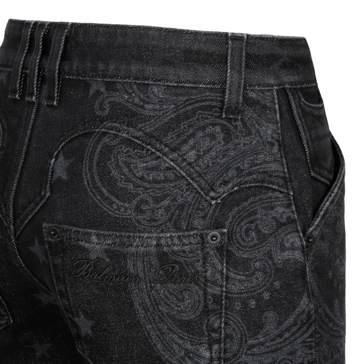 Black Star and Paisley Print Denim Jeans