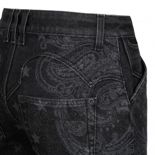 Black Star and Paisley Print Denim Jeans