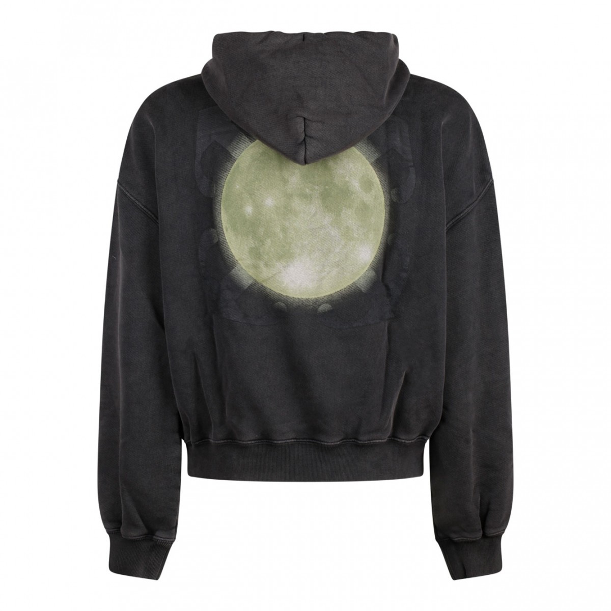 smoky Black and Neon Green Cotton Super Moon Hoodie