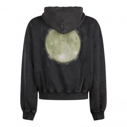 smoky Black and Neon Green Cotton Super Moon Hoodie