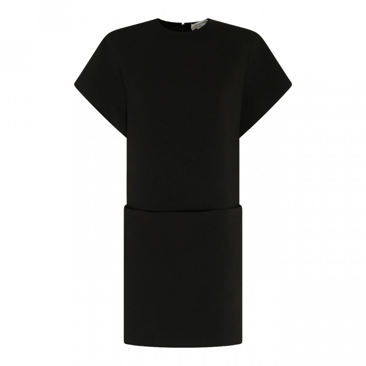 Black Cady Crepe Stretch Viscose Mini Dress