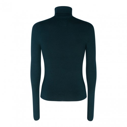 Dark Green Merino Wool Logo Patch Jumper