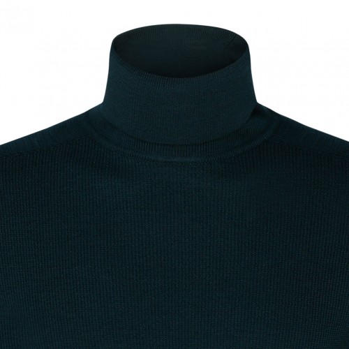 Dark Green Merino Wool Logo Patch Jumper