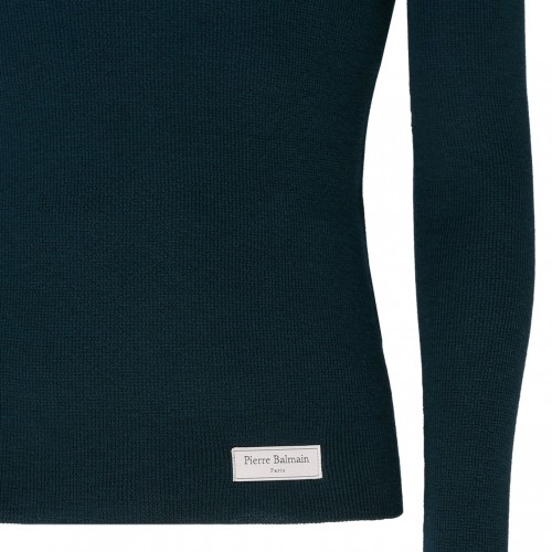 Dark Green Merino Wool Logo Patch Jumper