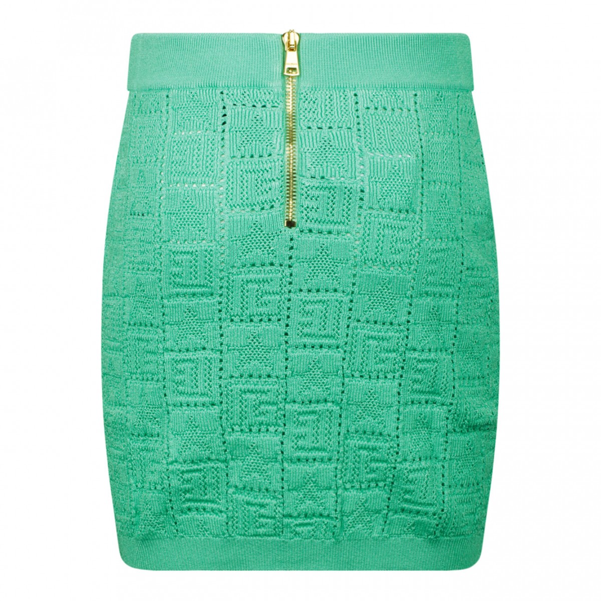 Light Green Openwork Monogram Knit Skirt