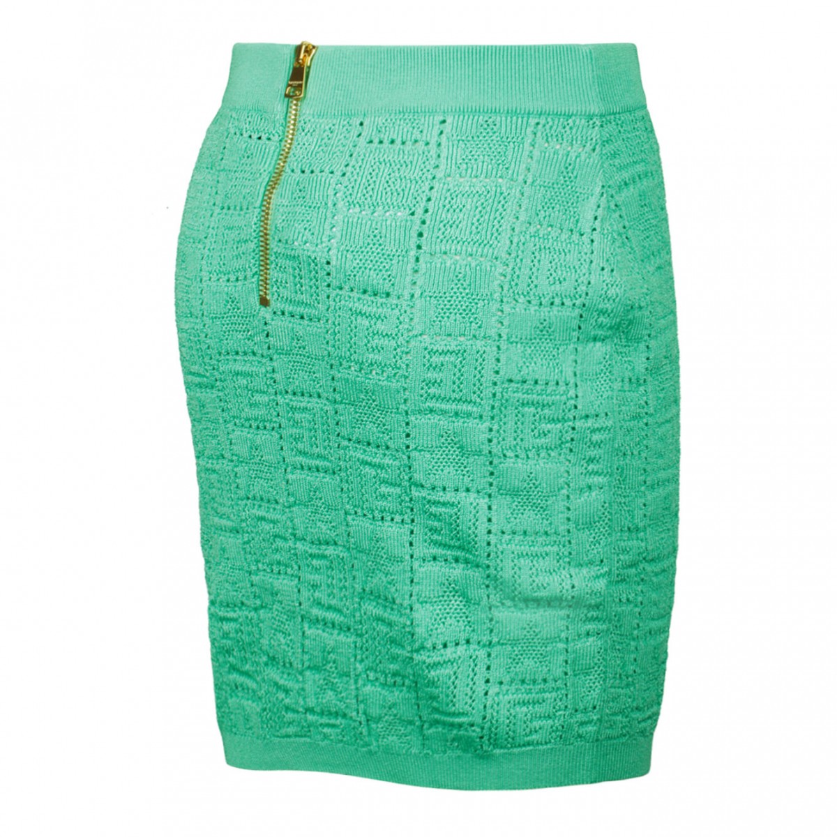 Light Green Openwork Monogram Knit Skirt