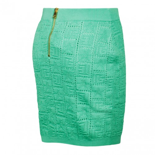 Light Green Openwork Monogram Knit Skirt