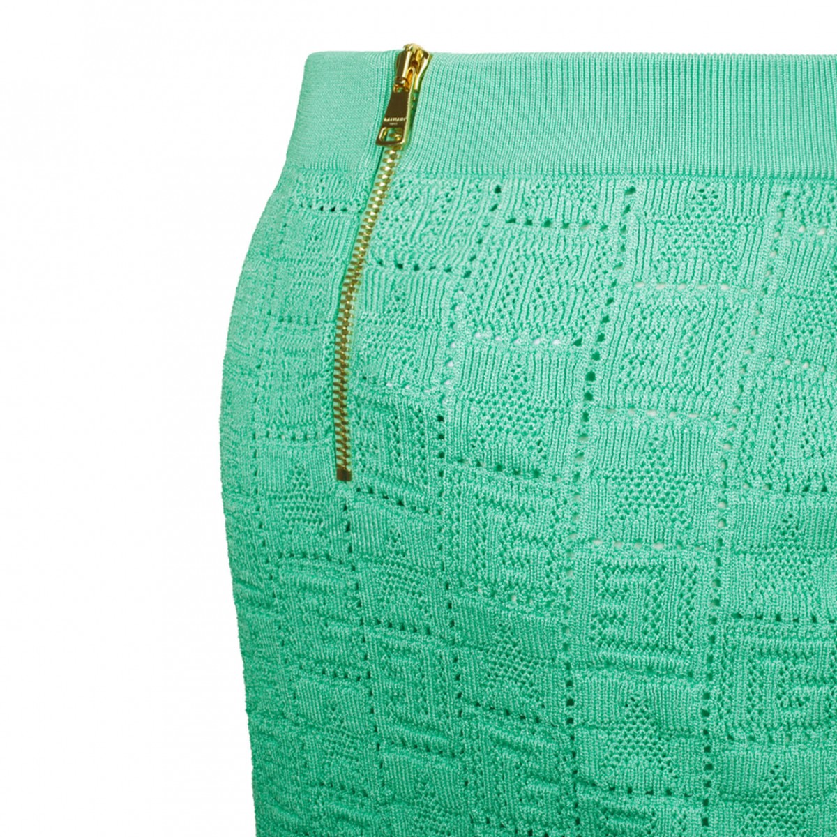 Light Green Openwork Monogram Knit Skirt