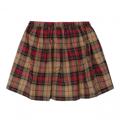 Brown and Multicolour Tartan Pleated Skirt
