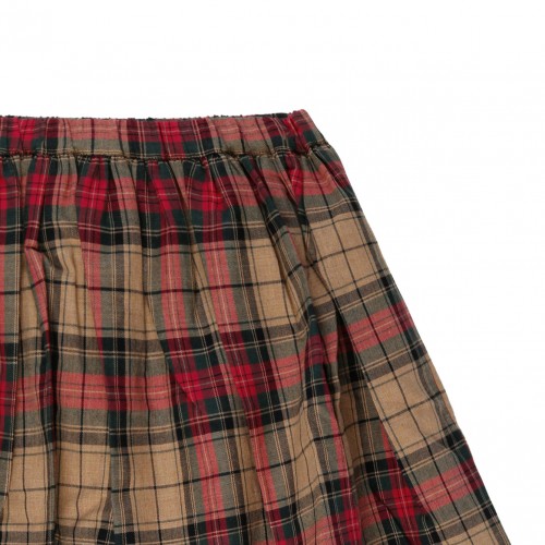 Brown and Multicolour Tartan Pleated Skirt