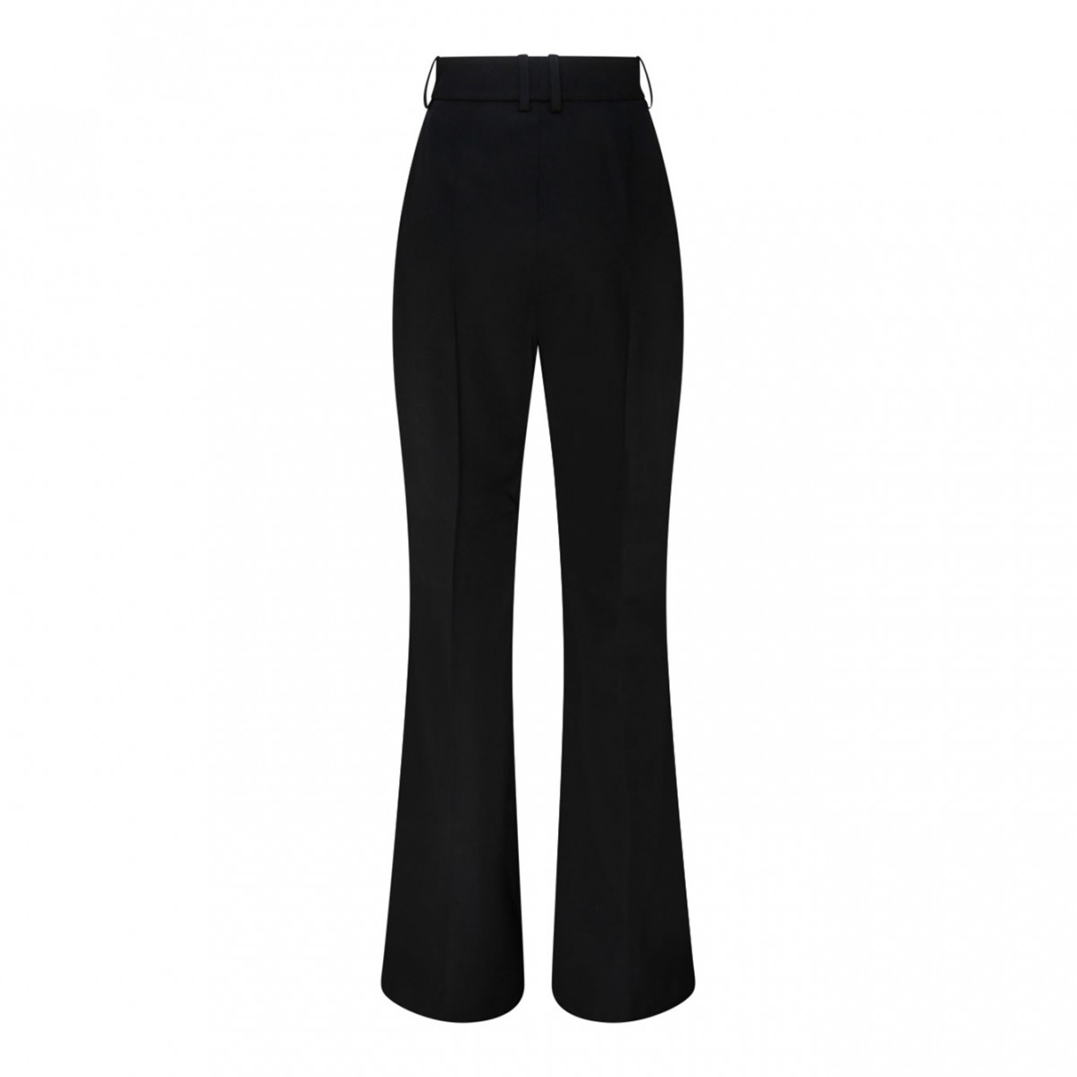 Black Wool Flared Trousers
